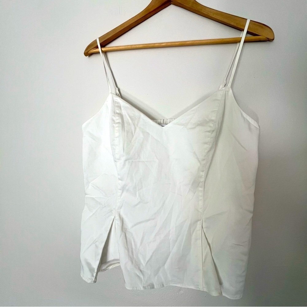 Elizabeth and James Poplin sleeveless spaghetti strap tank smocked back large